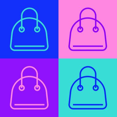 El çantası simgesi renk arkaplanında izole edildi. Kadın el çantası işareti. Glamour günlük bagaj sembolü. Vektör.