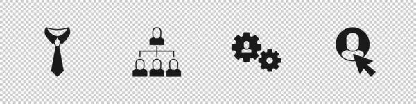 Set Tie Employee Hierarchie Mensch Mit Ausrüstung Und Arbeiter Symbol — Stockvektor