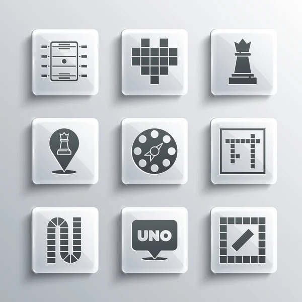 Set Uno Kartenspiel Brettspiel Bingo Twister Schachhockey Tisch Und Symbol — Stockvektor