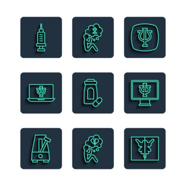 Metronom 'u sarkacı kırık kalp ya da boşanma testi Psikoloji Psişik Yatıştırıcı Hapları Psikologu ilaç ve ikona online bağımlılık testine sokun. Vektör.