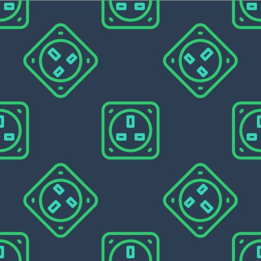 Hat Elektrik çıkış simgesi mavi arkaplanda izole edilmiş. Elektrik prizi. Rosette sembolü. Vektör.