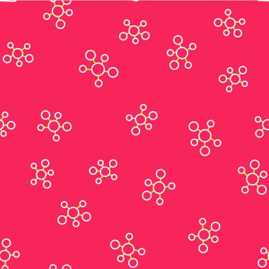 Çizgi Zihin Haritası bilgi simgesi kırmızı arkaplanda izole edilmiş kusursuz desen. Vektör.