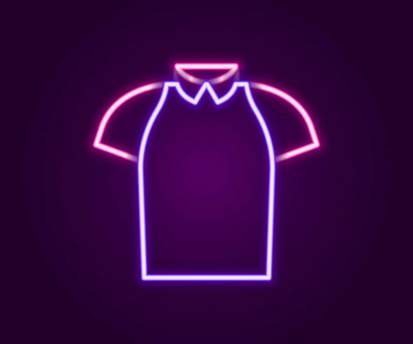 Leuchtendes Neonfarbenes Polo Shirt Symbol Auf Schwarzem Hintergrund Buntes Rahmenkonzept — Stockvektor