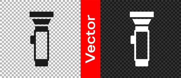 Icono Linterna Negra Aislado Sobre Fondo Transparente Vector — Vector de stock