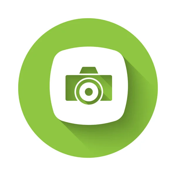 Weißes Fotokamera Symbol Isoliert Mit Langem Schatten Hintergrund Fotokamera Digitale — Stockvektor