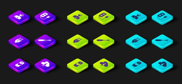 Set Batterijlading Wolk Bliksem Elektrische Stekker Schroevendraaier Uitbreiding Elektricien Pictogram — Stockvector