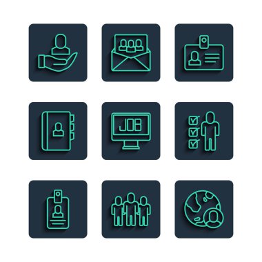 Hat Tanımlama Proje Ekibi Globe 'u kurun ve insanlar İşçi ve simgeyi aramaya devam etsin. Vektör.