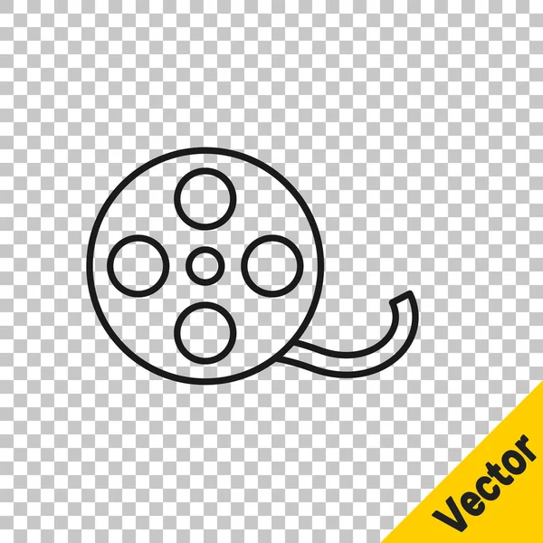Black Line Filmspule Symbol Isoliert Auf Transparentem Hintergrund Vektor — Stockvektor