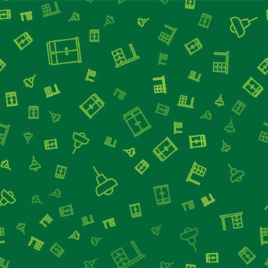 Gardırop Lambası 'nın asılmasını ve ofis masasının düzgün bir şekilde asılmasını ayarlayın. Vektör.