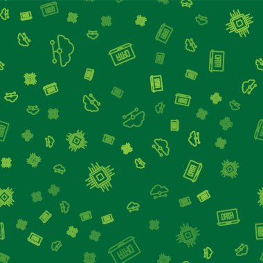 Network bulut bağlantısı işlemci işlemcisi ve veri analizini pürüzsüz desen üzerine ayarla. Vektör.