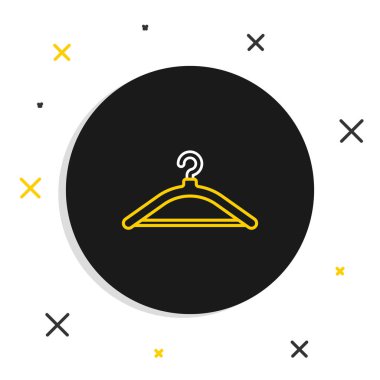 Hat askısı giysi ikonu beyaz arka planda izole edildi. Vestiyer ikonu. Kıyafet servis sembolü. Çamaşır askı tabelası. Renkli taslak konsepti. Vektör