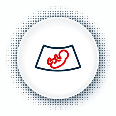 Beyaz arka planda izole edilmiş bebek simgesinin ultrasonu. Fetüs. Renkli taslak konsepti. Vektör