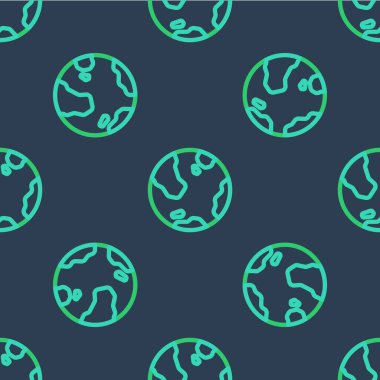 Dünya çizgisi ikonu mavi arka planda izole edilmiş kusursuz desen. Dünya ya da Dünya işareti. Küresel internet sembolü. Geometrik şekiller. Vektör