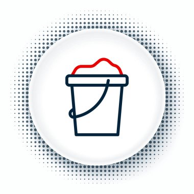 Beyaz arka planda izole edilmiş kova simgesi çizgisi. Plastik çocuk oyuncağı. Yaz ikonu. Renkli taslak konsepti. Vektör