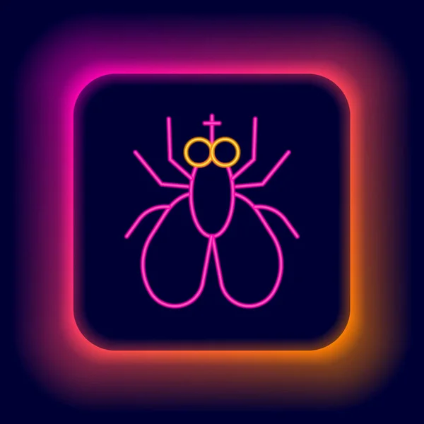Glowing Neon Line Insect Fly Icon Isolated Black Background Colorful — Stock Vector