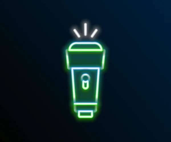 Linha Néon Brilhante Ícone Lanterna Isolado Fundo Preto Conceito Esboço — Vetor de Stock