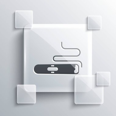 Gri arka planda gri puro simgesi izole edildi. Kare cam paneller. Vektör