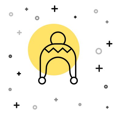 Siyah çizgi kış şapkası simgesi beyaz arkaplanda izole edildi. Rastgele dinamik şekiller. Vektör