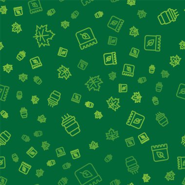 Yaprak ya da yaprakları sıraya dizin, kahve bardağını paket yapın ve takvimi sonbaharda pürüzsüz yapın. Vektör