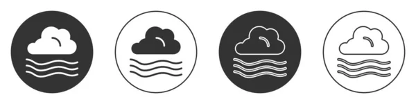 Icône Météo Noire Venteuse Isolée Sur Fond Blanc Nuage Vent — Image vectorielle