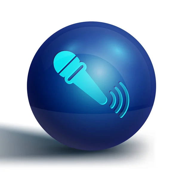 Icône Microphone Sans Fil Bleu Isolé Sur Fond Blanc Sur — Image vectorielle