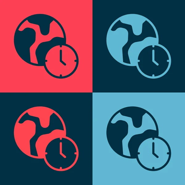 Pop Art World Time Icon Isolated Color Background Vector — Stock vektor