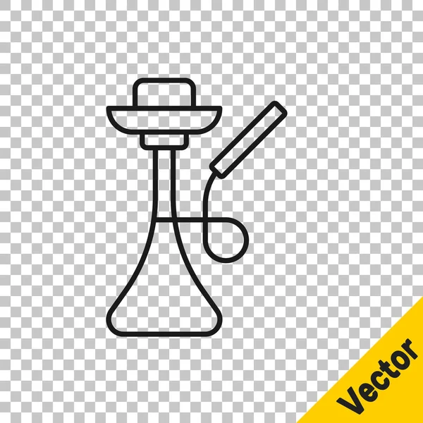 Línea Negra Icono Hookah Aislado Sobre Fondo Transparente Vector — Vector de stock