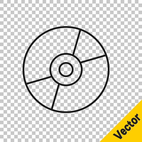 Černá Čára Vinyl Disk Ikona Izolované Průhledném Pozadí Vektor — Stockový vektor