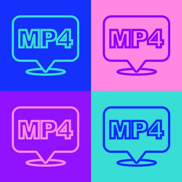 Pop Art Linha Documento Arquivo Mp4 Baixar Ícone Botão Mp4 — Vetor de Stock
