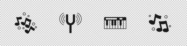 Set Music Note Tone Musical Tuning Fork Synthesizer Icon Vector — Stock Vector