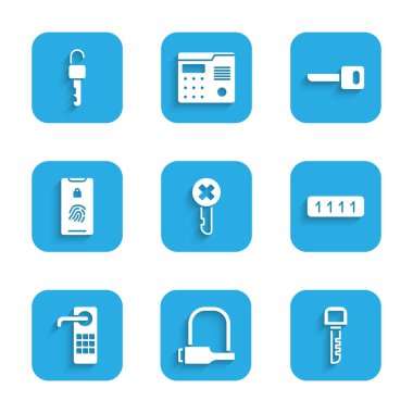 Parmak izi taraması ve kilidi açık simge ile Yanlış Anahtar Anahtarı Şifre Koruması Dijital Kapı Mobil Ayarla. Vektör.