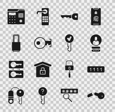 Kırık Anahtar Parolası Korumasını Ayarla Hesap Kilidi Ev dahili iletişim sistemi ve simgesi oluştur. Vektör.