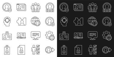 Satır Oluştur Hesap Ekranı Avcıları Grubu ve Globe ve insan simgesi oluştur. Vektör.