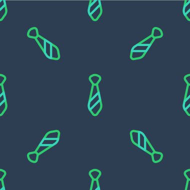 Line Tie icon isolated seamless pattern on blue background. Necktie and neckcloth symbol. Vector.