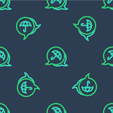 Çizgi Şemsiye simgesi mavi arkaplanda kusursuz desen izole etti. Sigorta konsepti. Su geçirmez ikon. Koruma, güvenlik, güvenlik kavramı. Vektör.