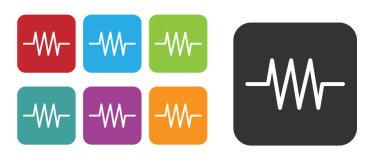 Elektronik devre simgesindeki Siyah Direniş beyaz arka planda izole edildi. Simgeleri renklendirin. Vektör.