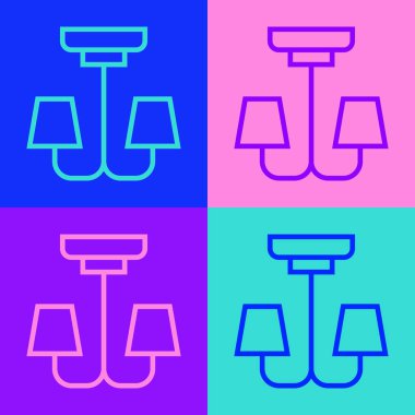 Popüler resim çizgisi Chandelier simgesi renk arkaplanında izole edildi. Vektör.