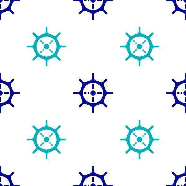 Modrá Loď Volant Ikona Izolované Bezešvé Vzor Bílém Pozadí Vektor — Stockový vektor
