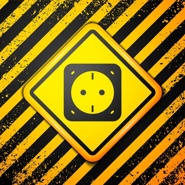 Czarna Ikona Gniazdka Elektrycznego Izolowana Żółtym Tle Gniazdo Zasilania Symbol — Wektor stockowy