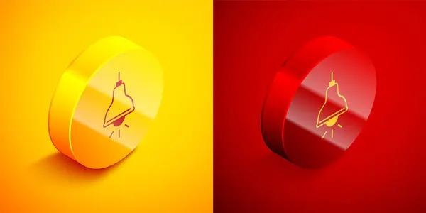 Isometric Lamp Hanging Icon Isolated Orange Red Background Ceiling Lamp — Stock Vector