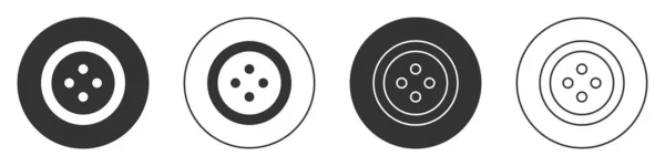Чорна Швейна Кнопка Значка Одягу Ізольована Білому Тлі Кнопка Одягу — стоковий вектор