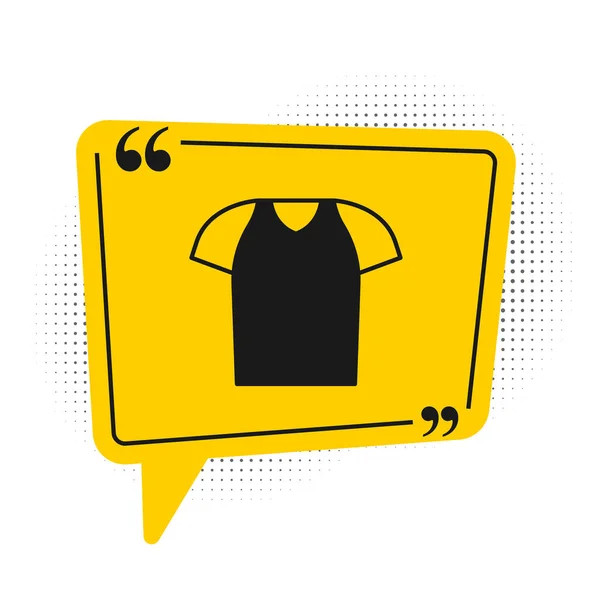 Black Shirt Icon Isolated White Background Shirt Yellow Speech Bubble — Stock Vector