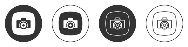 Zwart Fotocamera Pictogram Geïsoleerd Witte Achtergrond Foto Camera Digitale Fotografie — Stockvector