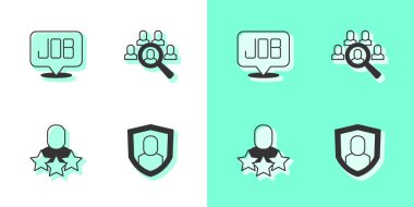 Arama simgesi için Kullanıcı Koruma Arama Görevi Üretken İnsan ve Büyüteç 'i ayarla. Vektör.