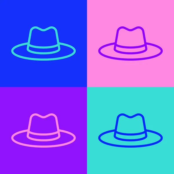 Pop Art Ligne Chapeau Homme Avec Icône Ruban Isolé Sur — Image vectorielle