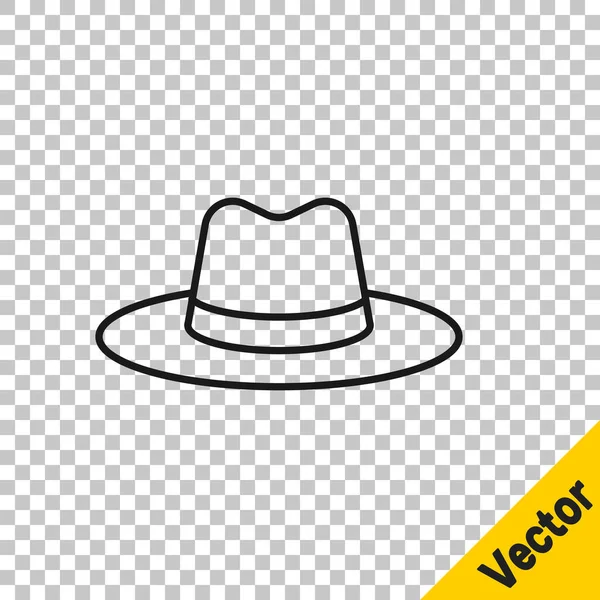 Sombrero Hombre Línea Negra Con Icono Cinta Aislado Sobre Fondo — Vector de stock