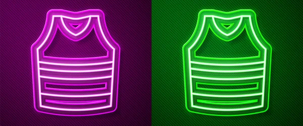 Glowing Neon Line Undershirt Icon Isolated Purple Green Background Vector — ストックベクタ