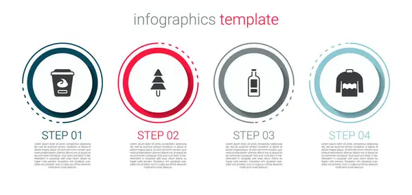 Definir Recipiente Iogurte Tree Garrafa Vodka Camisola Modelo Infográfico Negócios — Vetor de Stock