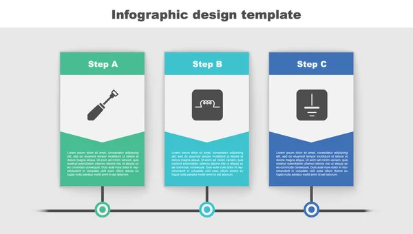Set Destornillador Inductor Circuito Electrónico Suelo Símbolo Eléctrico Plantilla Infografía — Vector de stock