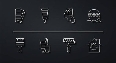 Renk palet rehberi fırça RGB paten tüpünü boya ve evi boyama ve araba boyama ikonu ile ayarla. Vektör.